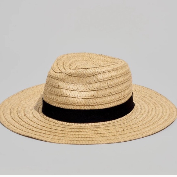 Madewell Accessories - 🪅New Madewell Neutral Packable Braided Straw Hat w Removable Black Band M/L nwt